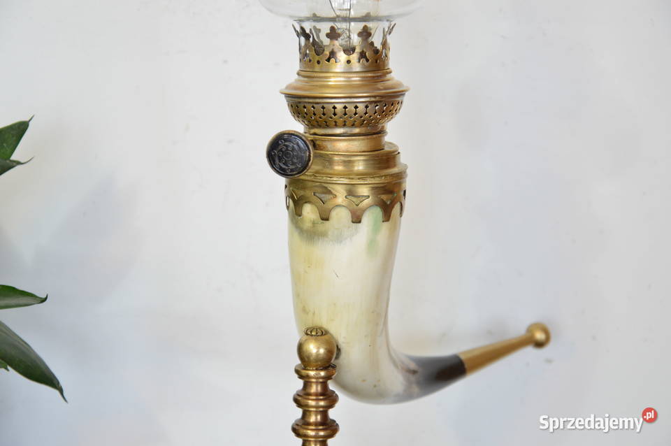 elektryczna lampa naftowa róg mosiądz b stara Jastrzębie-Zdrój sprzedam