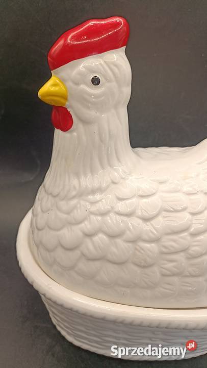 Figurka ceramiczna ptak kura kwoka pojemnik Zamość
