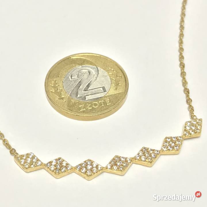 Złoty ŁAŃCUSZEK naszyjnik 18K KAMIENIE 46 cud Warszawa sprzedam