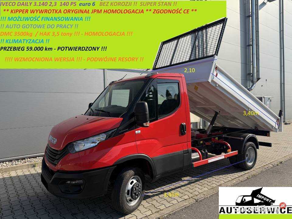 IVECO DAILY 3140 23 140 euro6 KIPPER WYWROTKA 140KM Piekarzew sprzedam