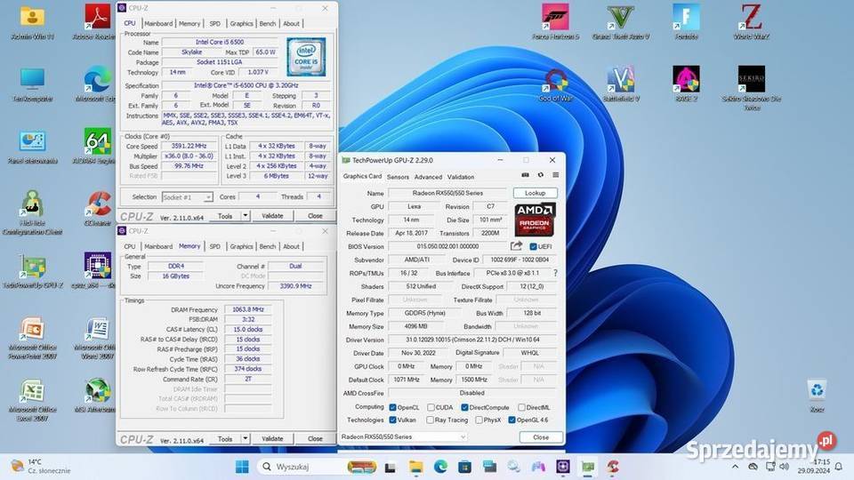GamingPC i5 650016GB DDR4SSD 250GBRX550 4GB mazowieckie Pruszków