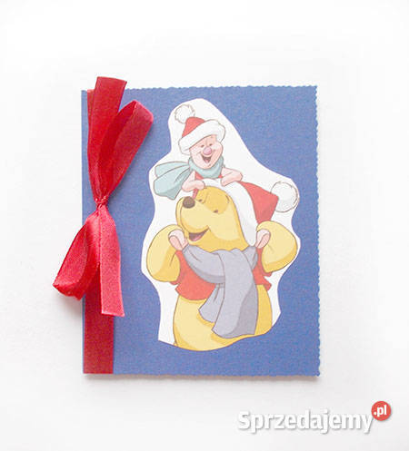 świąteczna kartka z Kubusiem Puchatkiem ładne Pozostałe Szczecin