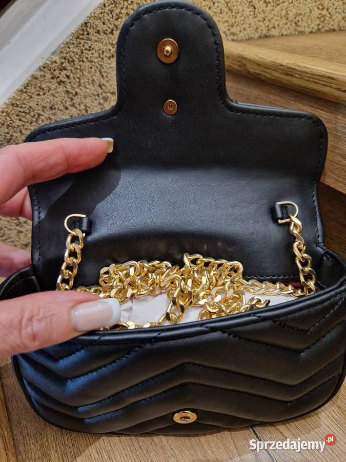 Torebka GG mini Marmont czarna pikowana bordowe 5cm wielkopolskie Września