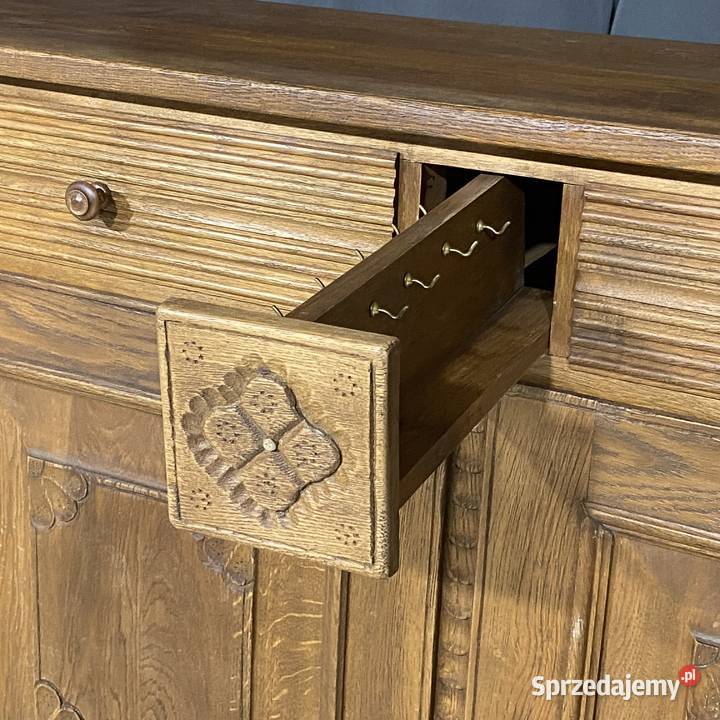 Rzeźbiona komoda w rustykalnym stylu lity dąb Gryfice