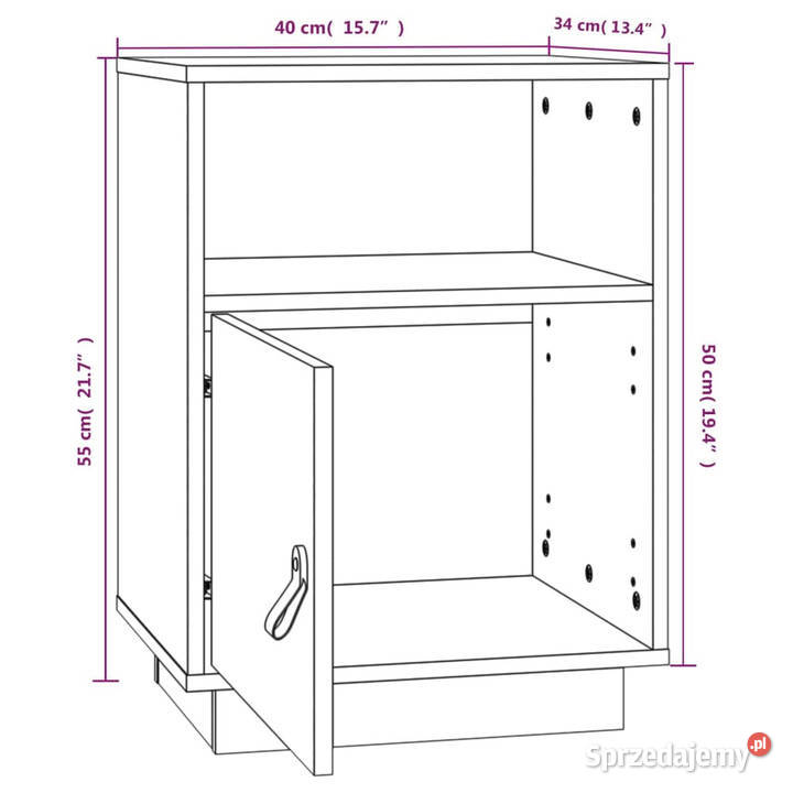 Szafki nocne 2 białe 40x34x55 lite drewno