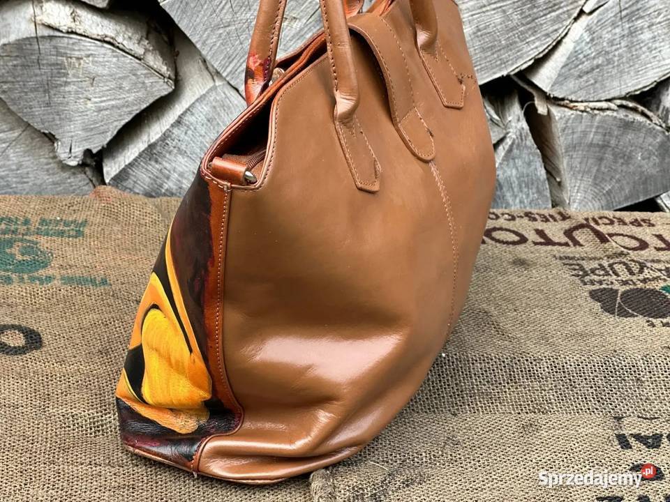 Duża torba ręcznie malowana stan idealny 100 37cm