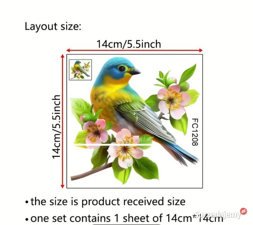 Naklejka na szybę ścianę z ptakiem Ząbki