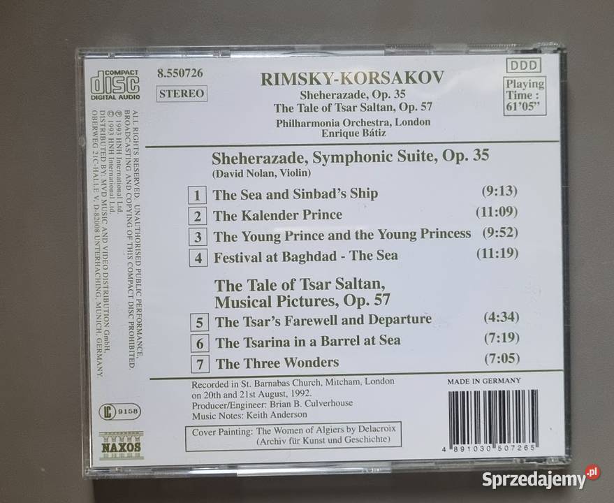 Płyta CD RIMSKYKORSAKOV Sheherazade The Tale of lubuskie Zielona Góra