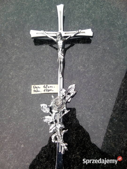 Krzyż mosiądz chromowany z wizerunkiem na Strzegowo