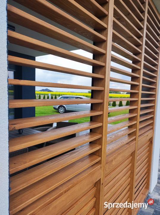 Rolety drewniane tarasowe regulowane żaluzje Altany i wiaty Tarnogród