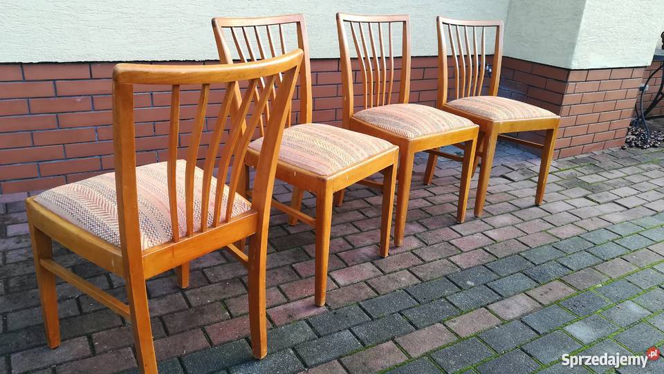 Krzesła jasne stare stylowe art deco 4 prl Stoły, krzesła, biurka