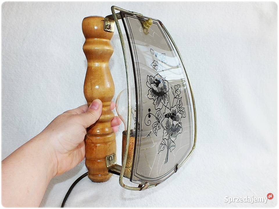 Stara Lampa ścienna Kinkiet drewniany z witrażem Żary sprzedam