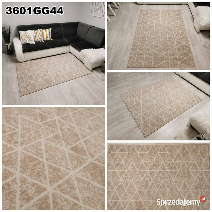 DYWAN 140X200 IDEA GEOMETRIA BEŻ GĘSTY WŁOS podlaskie sprzedam