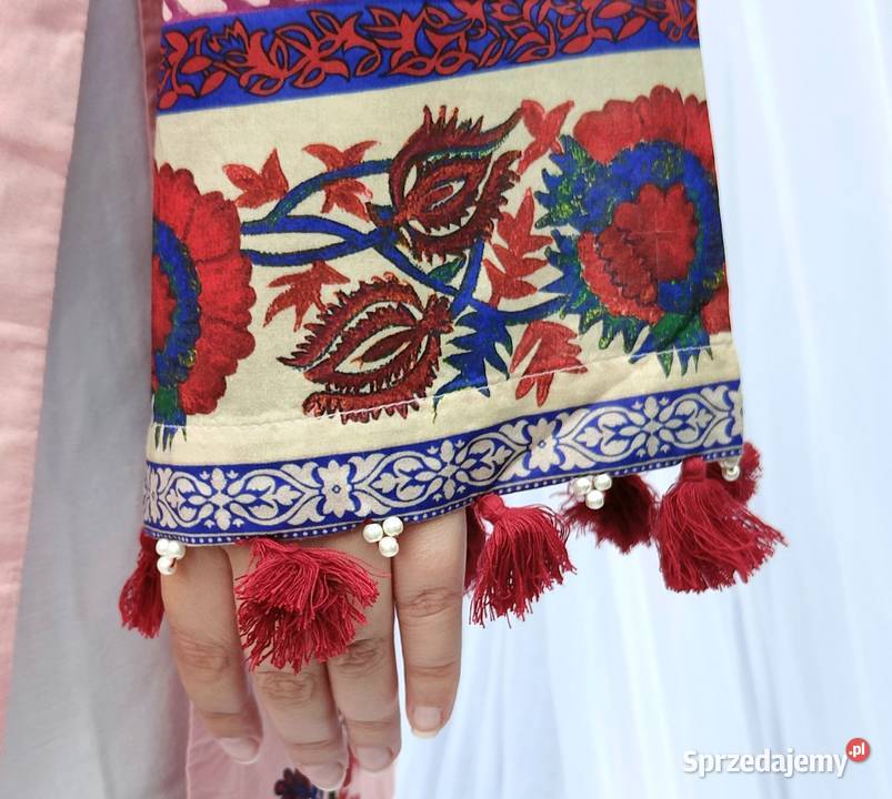 Lużna tunika XXL 44 3XL 46 różowa bawełna kameez kolorowy