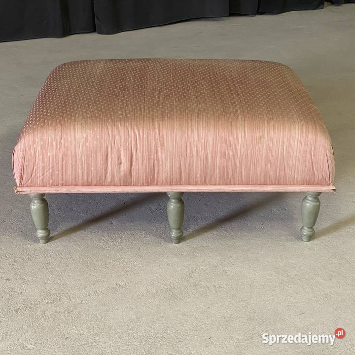 Podnóżek pufa na toczonych nogach vintage Budno