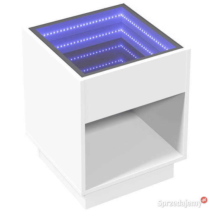 Stolik nocny z LED Infinity biały 40x40x50 Warszawa