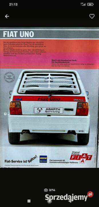 Fiat uno mk1 zestaw nakładek abarth zderzaków Ryn