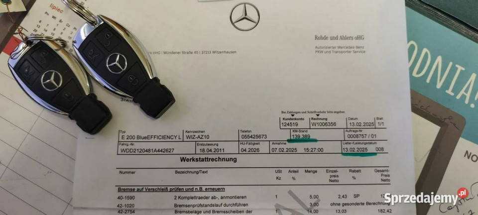 Mercedes E 200 18 184 143 Pełny serwis ASO Szczecin