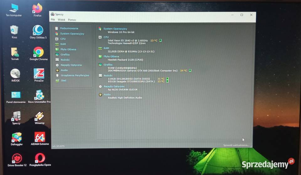 Komputer HP Z440 TOWER XEON E52640 v3 8x340GHz