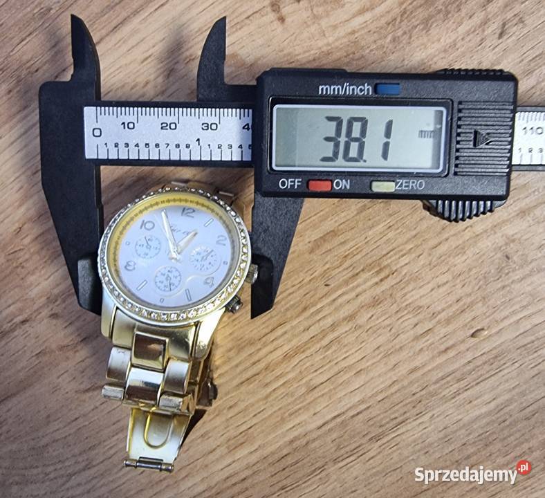 Męski Złoty Zegarek Geneva SWAROWSKI Cyrkonie Zegarki Sosnowiec