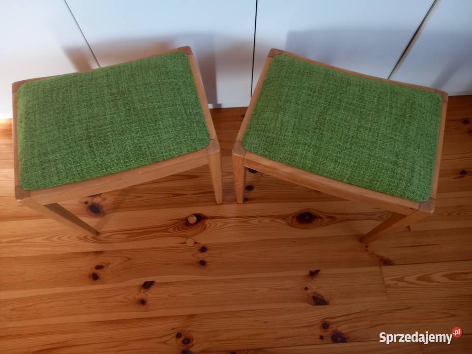 Stare taborety stołki podnóżki na sprężynach PRL Rawicz