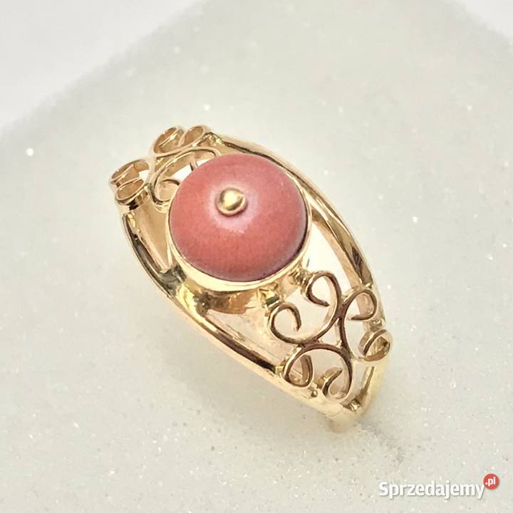 Złoty PIERŚCIONEK 14K ażurowy piękny KORAL r 15 Warszawa