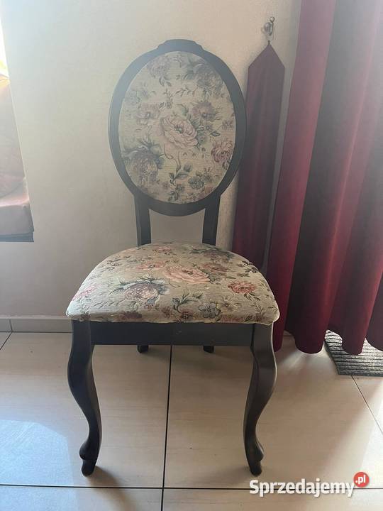 KRZESŁO fotel DREWNO Z OBICIEM motym KWIATOWY 4 śląskie Pszczyna