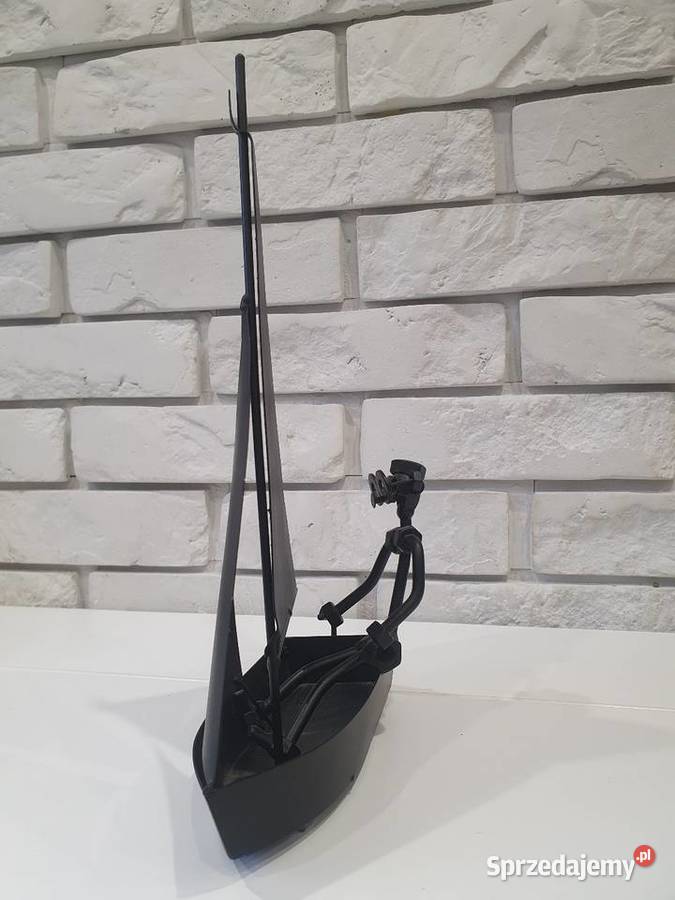 Żarówka łódź rzeźba metaloplastyka ludzik Solnica sprzedam