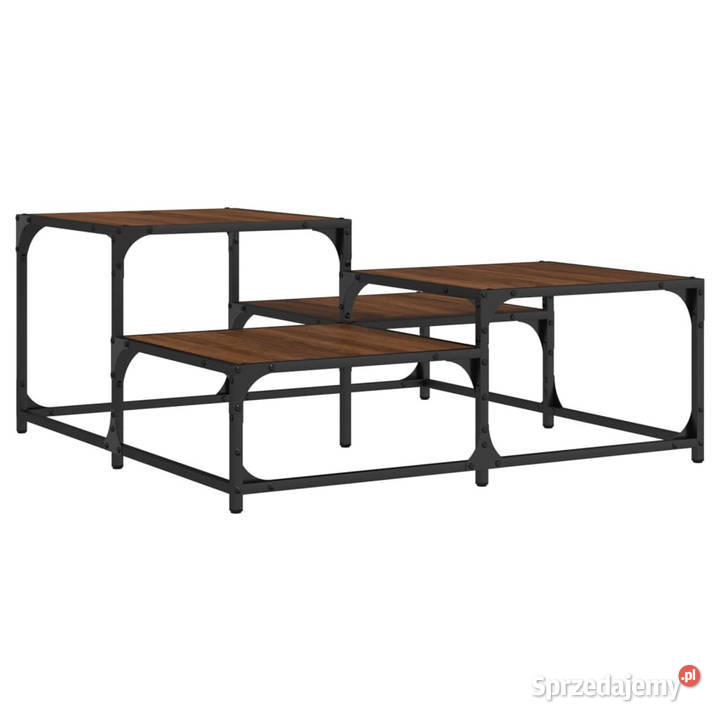 Stolik kawowy brązowy dąb 875x875x40 WM837746