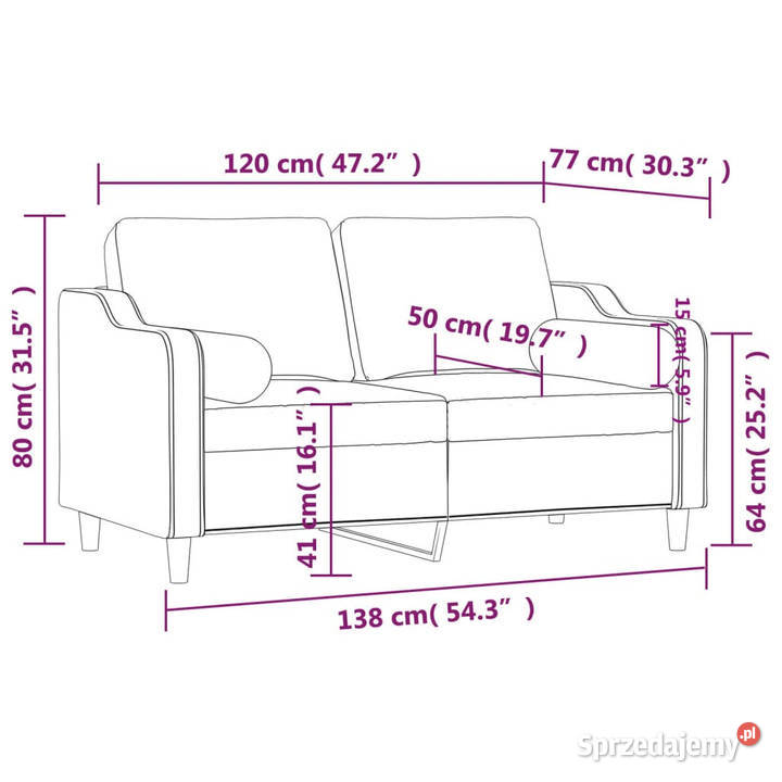 2osobowa sofa z poduszkami kolor taupe 120 Warszawa