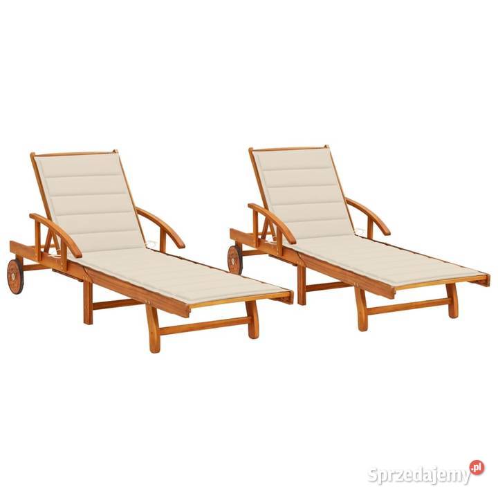 vidaXL Leżaki z poduszkami 2 lite drewno