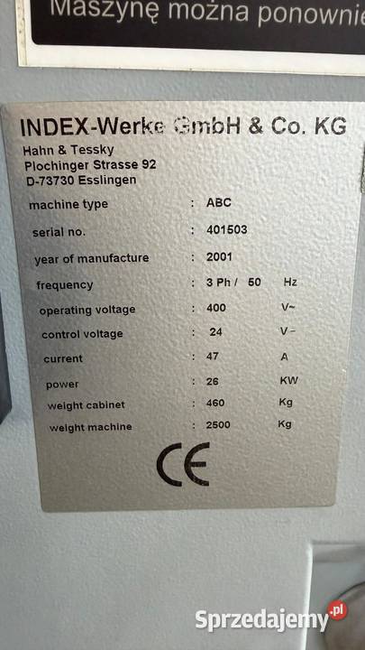 Tokarka CNC INDEX ABC Tarnowskie Góry