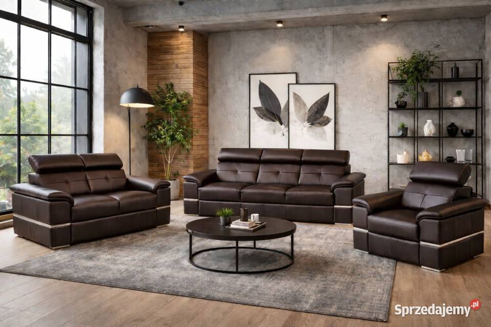 Nowoczesny komplet Dante 321 skóra naturalna 100 Piasek sprzedam