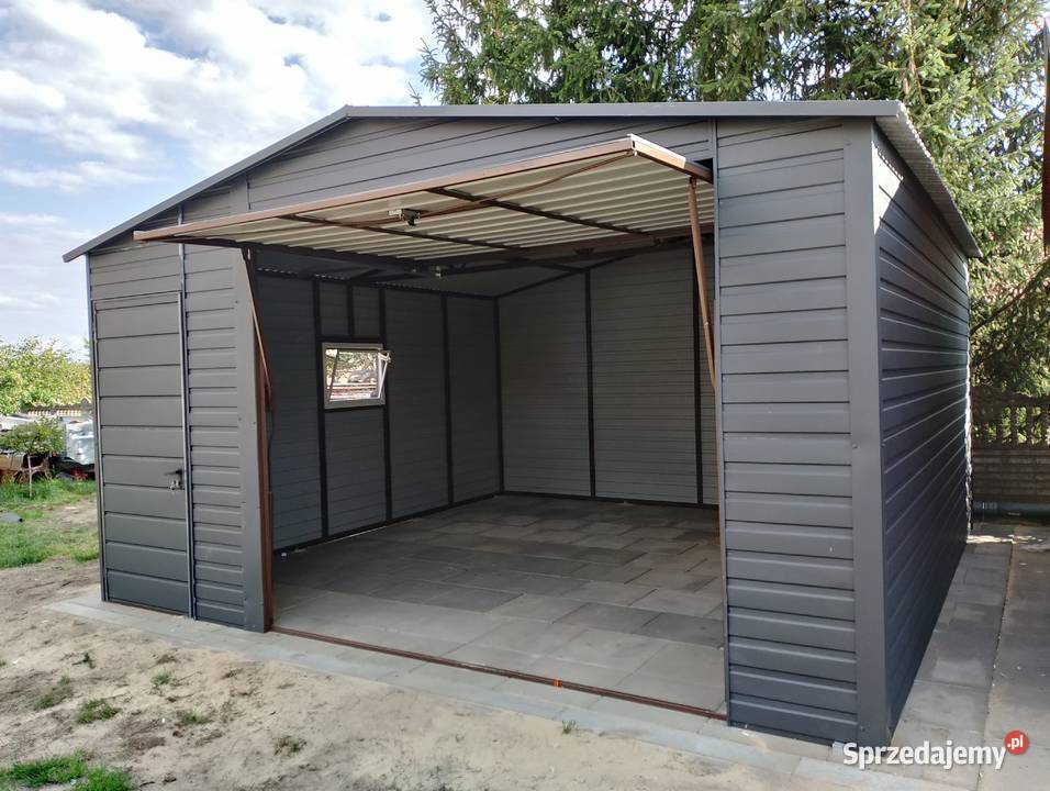Grafitowy Garaż Blaszany Schowek Ogrodowy Garaże Międzychód
