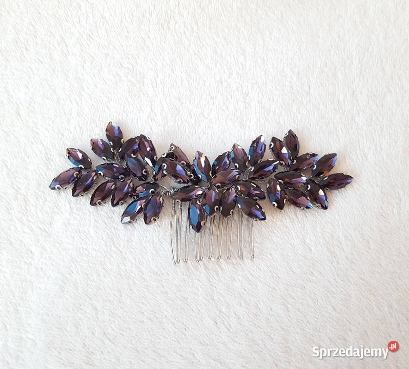 Grzebyk ozdoba do włosów fioletowe kamienie ślub zachodniopomorskie Szczecin