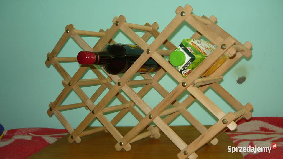 Stojak na wino drewniany na 10 butelek składany Wyposażenie wnętrz Sokółka