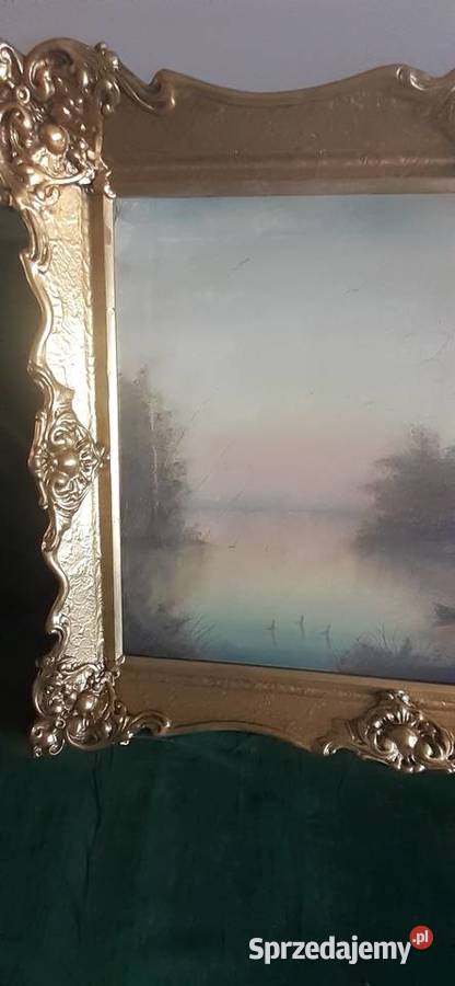 Obraz akwarela zlota rama Łódź sprzedam