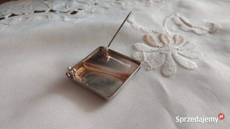 Broszka srebro połączone z bursztynem Lata 90te Opole