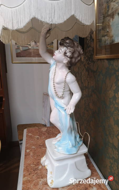 Porcelanowa wielka lampa figuralna Wałbrzych