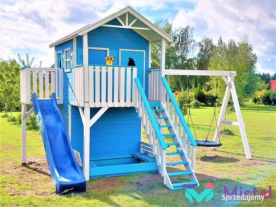 Plac zabaw z garażem i piaskownicą domek pełny Stopnica