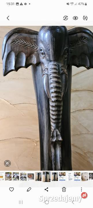 Drewniany słoń stara figura mazowieckie Pułtusk