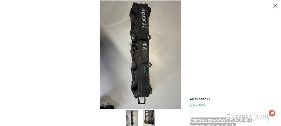 Pokrywa zaworów 9658630480 peugeot citroen 16 Jelcz-Laskowice sprzedam