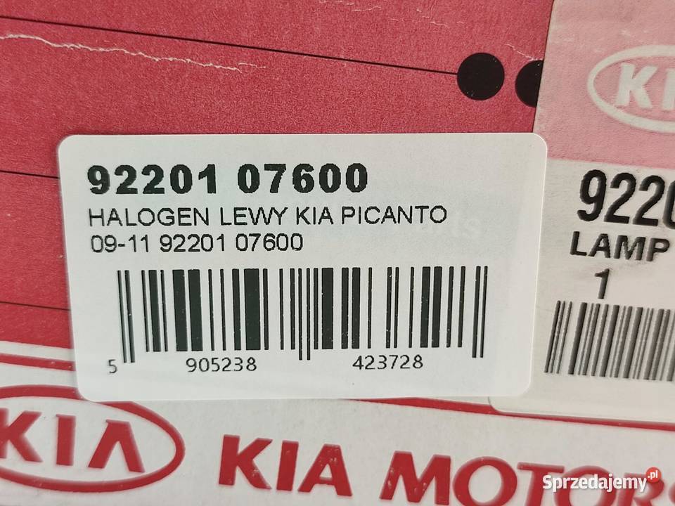 HALOGEN LEWY KIA PICANTO 20072011 ORYGINALNY