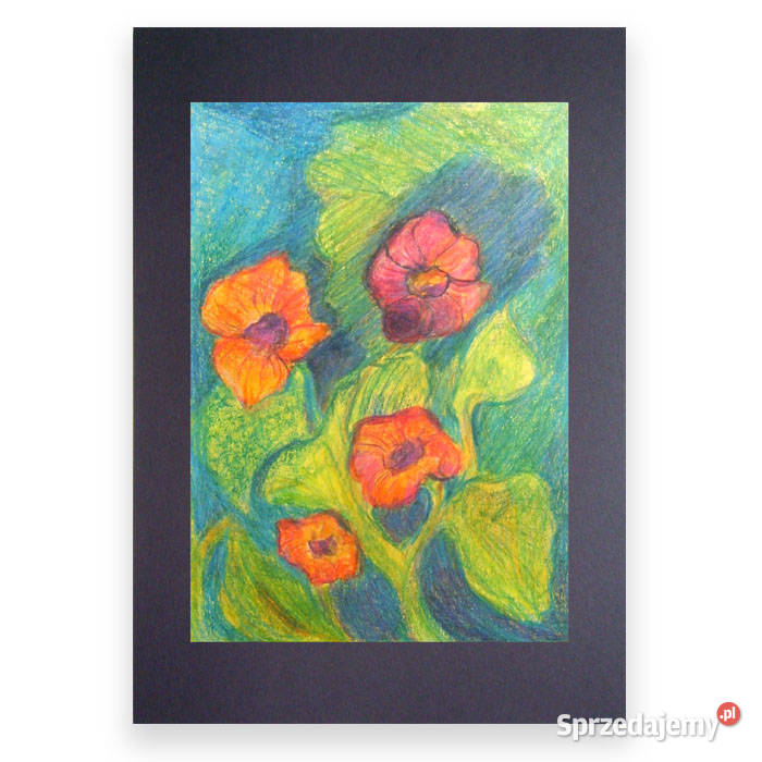 czerwone kwiaty rysunek 30x40 obraz z kwiatkami Olsztyn
