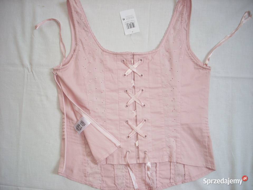 MarksSpencer Pudrowy Top Haftowany NOWY 38 40 bez rękawa Nowy Sącz