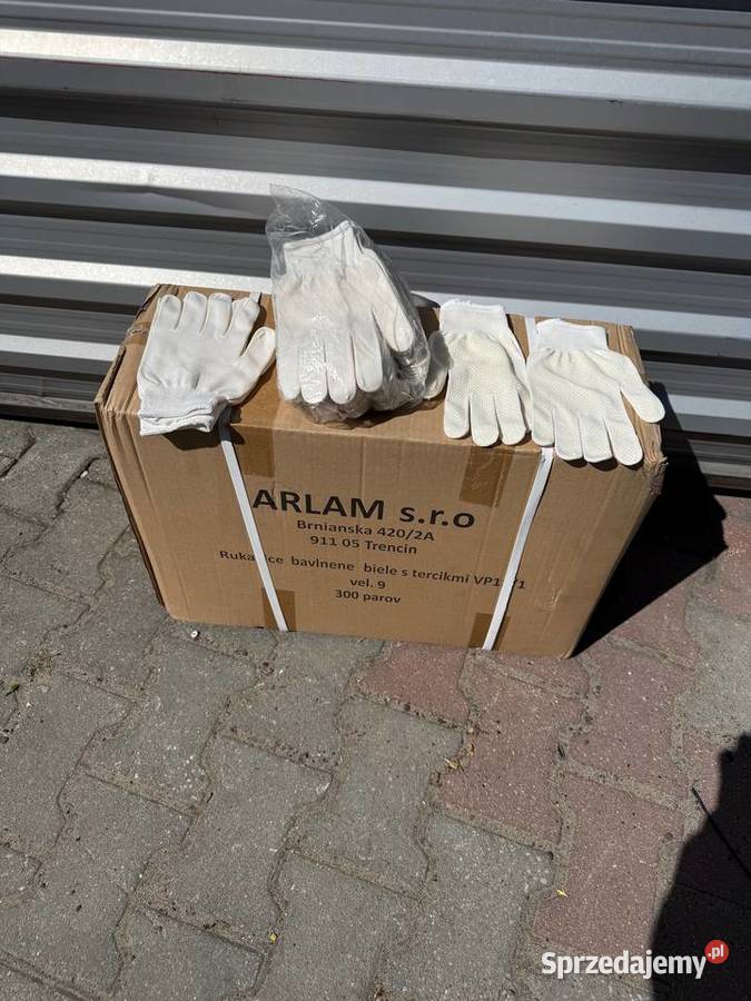Rękawice robocze bawełniane białe nakrapiane Łaskarzew