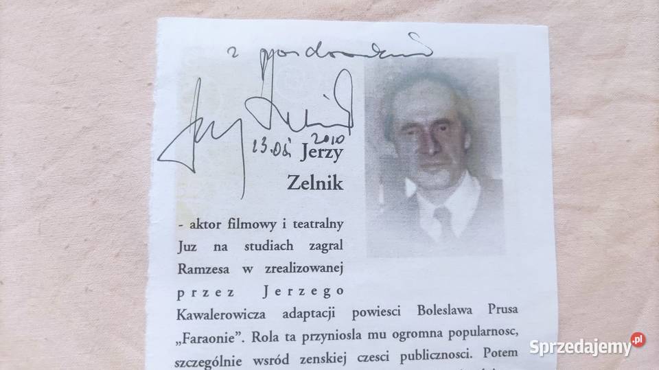 Autograf Jerzego Zelnika 2010 aktora sprzedam