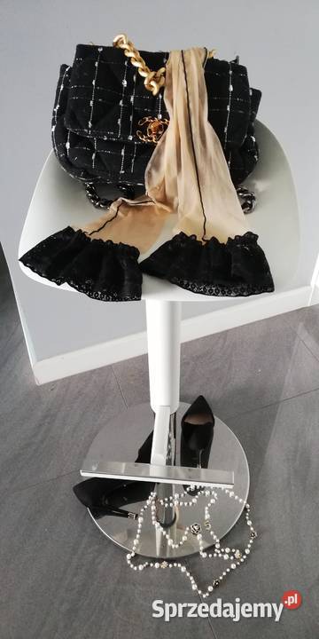 pończochy cieliste czarna manszeta szew Warszawa