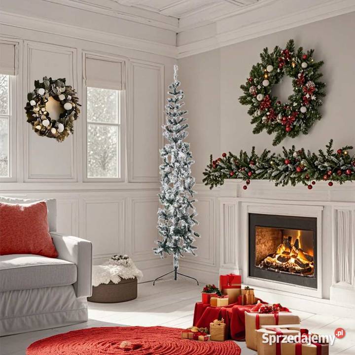 vidaXL Smukła choinka połówka sztuczna ośnieżona Warszawa