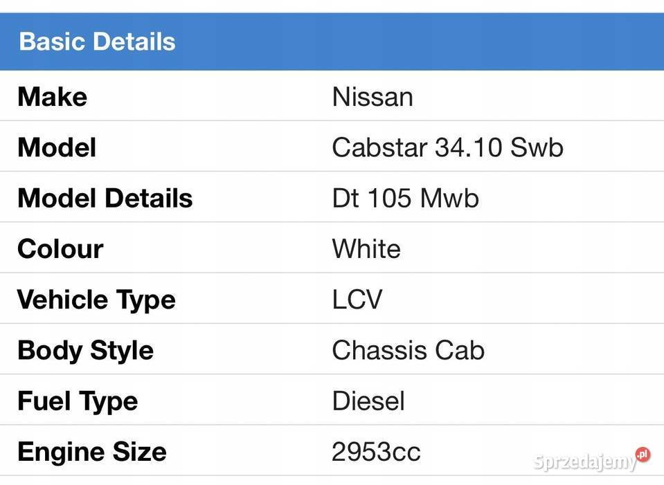 Nissan Cabstar 30 D TD TYLNI MOST TYLNY TYŁ Chełm